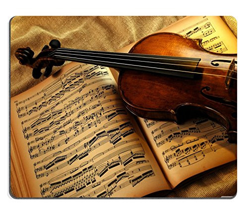 MSD Mouse Pad Natural Rubber Mousepad Image of Violin Music String Concert Musical Sound Note Instrument Classical Art Orchestra Object Sheet Symphony Classic