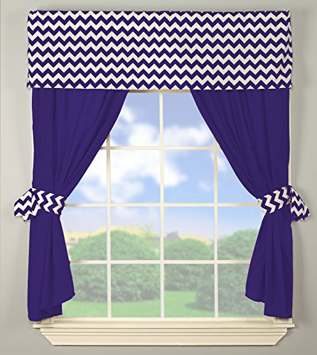 Baby Doll Bedding Chevron Window Valance and Curtain Set, Plum