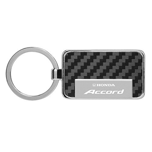 Honda Accord Rectangle Black Carbon Fiber Vinyl Inlay Key Chain
