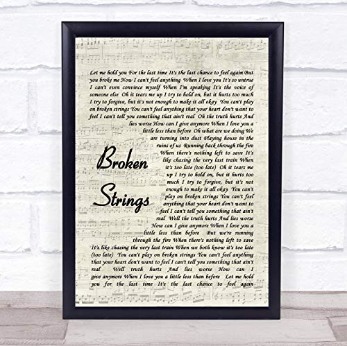 Broken Strings Song Lyric Vintage Script Quote Print