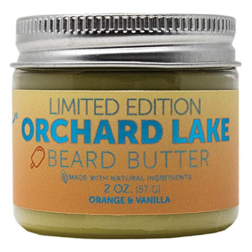 Detroit Grooming Co. Beard Butter - Orchard Lake - Orange Vanilla Scent for Men - Essential Oils and Natural Ingredients Condition, Promote Beard Growth - Strong Hold Beard Balm for Best Styling -2oz-