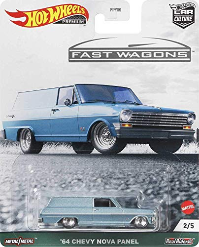 DieCast Hotwheels Premium Car Culture -'64 Chevy Nova Panel- Fast Wagons 2/5
