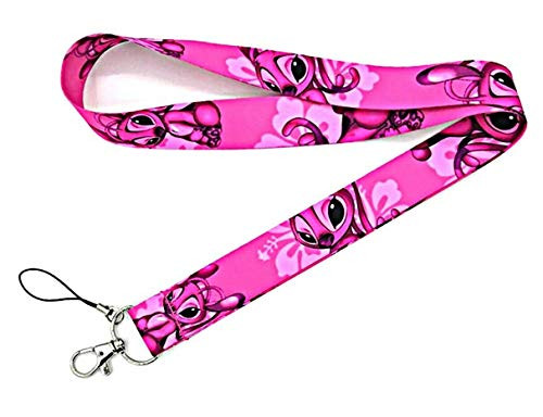 Lilo and Stitch Angel Character Pink Themed ID Holder Lanyard Keychain Lilo and Stitch Angel Character Pink Themed ID Holder Lanyard Keychain