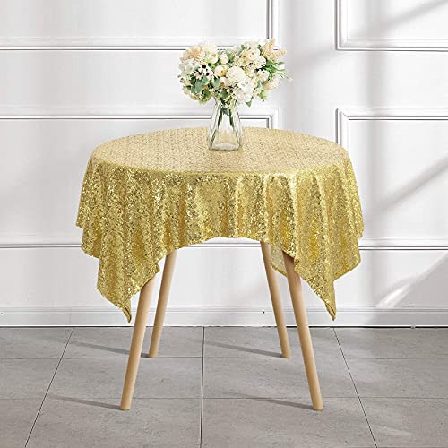 50"x50" Gold Sequin Tablecloth Square Glitter Gold Table Cloths for Birthday Wedding Bridal Baby Shower Party Decorations 50"x50" Gold Sequin Tablecloth Square Glitter Gold Table Cloths for Birthday Wedding Bridal Baby Shower Party Decorations