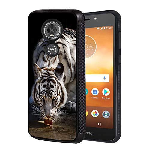 Moto G7 Power Case, White Tiger Figure Design Slim Anti-Scratch Shockproof Rubber Protective Cover for Motorola Moto G7 Power