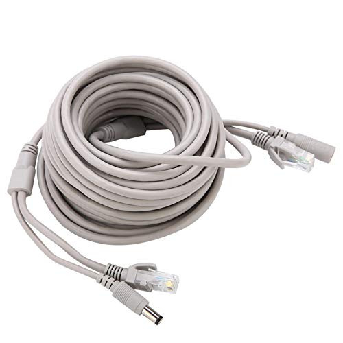 FOKH RJ45 plusDC, 1 X Rj-45 - Male Cat 5 Cable, 5M/10M/15M/20M Security for IP Cameras 10Mbps/100Mbps Network Professional Use Nvr System-10M-