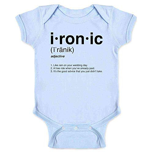Pop Threads Ironic Isnt It? Definition 90s Song Funny Light Blue 6M Infant Baby Boy Girl Bodysuit