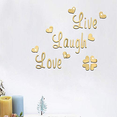 Euone-Home Wall Sticker Decals, Live Laugh Love Quote Removable Wall Art Stickers Mirror Decal DIY Room Decor, Removable Sticker Decoration for Home Living Room Bedroom
