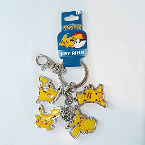 Pokemon Keychain Party Favors Pack ~ Bundle Includes 6 Metal Key Rings Featuring 3 Pikachu Charms -Pokemon Party Supplies-