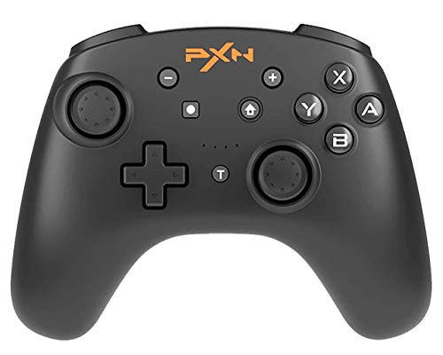 PXN 9607 Pro for Nintendo Switch Controllers Wireless Controller Gamepad Joystick with Dual Vibration, Turbo, Gyro Axis, One-Button Waken, Support NFC/Amibo, Compatibel with Nintendo Switch - Black