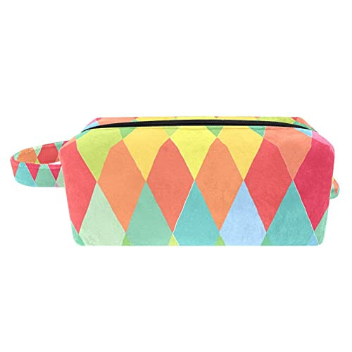 Makeup Bags for Women,Travel Toiletry Bag, Large Cosmetic Bag, cosmetic Bag Makeup Case Colorful Rhombus Pattern Red Green Yellow Makeup Bags for Women,Travel Toiletry Bag, Large Cosmetic Bag, cosmetic Bag Makeup Case Colorful Rhombus Pattern Red Green Yellow
