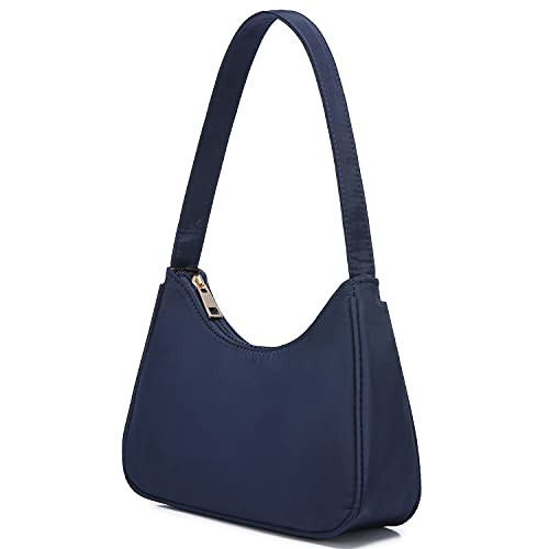 Shoulder Bags for Women, Cute Hobo Tote Handbag Mini Clutch Purse with Zipper Closure, Navy