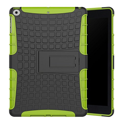 iPad 9.7 Inch 2018 2017 Armor Case DWaybox 2 in 1 Combo Hybrid Rugged Heavy Duty Hard Back Cover Case with Kickstand for Apple New iPad 9.7" 2017 / iPad Air/iPad 5 / iPad 9.7" 2018 -Green-