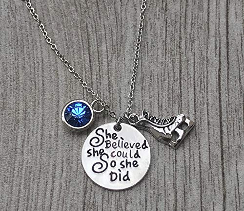 Personalized Figure Skating Necklace with Birthstone, She Believed She Could So She Did Pendent For Figure Skaters