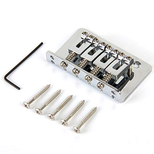 Kmise Chrome 4 String Fixed Hardtail Bridge For Mandolin Ukulele Cigar Box Guitar