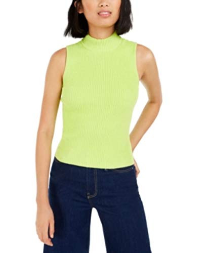 Bar III Becca Tilley X Mock-Neck Sweater Tank Top Neon Green M