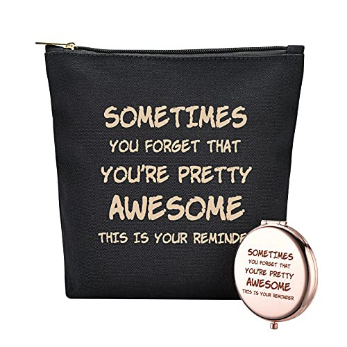 Thank You Gifts, Inspirational Gifts for Women, Birthday Gift for Women, Best Friends, Sister, Daughter, Mom, Her, Wife, Teacher, Coworker, Makeup Bag Gift and Mirror Gift -Set of 2 Thank You Gifts, Inspirational Gifts for Women, Birthday Gift for Women, Best Friends, Sister, Daughter, Mom, Her, Wife, Teacher, Coworker, Makeup Bag Gift and Mirror Gift -Set of 2