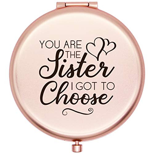 Muminglong Frosed Compact Makeup Mirror for Sister from Sister,Brother, Birthday, Christmas Ideas for Sister-Sister choose -Rose Gold-