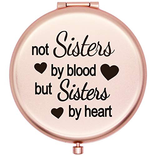 Muminglong Sister Gifts Frosted Compact Mirror for Sister from Sister ,Brother, Birthday, Wedding Gifts Ideas for Sister-Sister by Heart -Rose Gold-