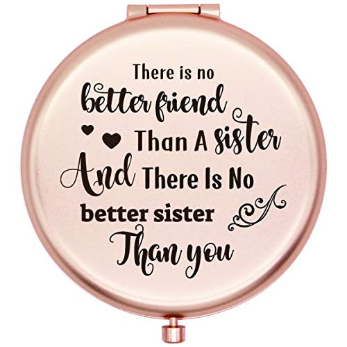 Muminglong Frosed Compact Makeup Mirror for Sister from Sister,Brother, Birthday, Christmas Ideas for Sister-Better Sister -Rose Gold-