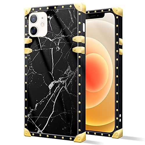 iPhone 11 Pro Max Case,Black Silver Marble iPhone 11 Pro Max Case for Girls Women?Square Luxury Soft TPU Shockproof Protective Metal Decoration Corner Back Cover Case iPhone 11 Pro Max Case 6.5 Inch