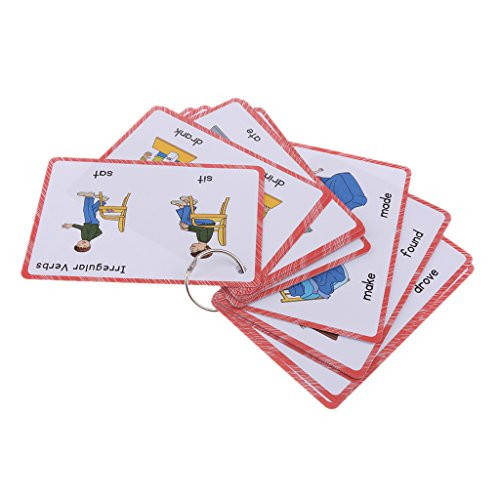 MagiDeal 24 Pieces, Irregular Verbs, Children's Learning Flashcards Preschool Cognition Flash Card String Set