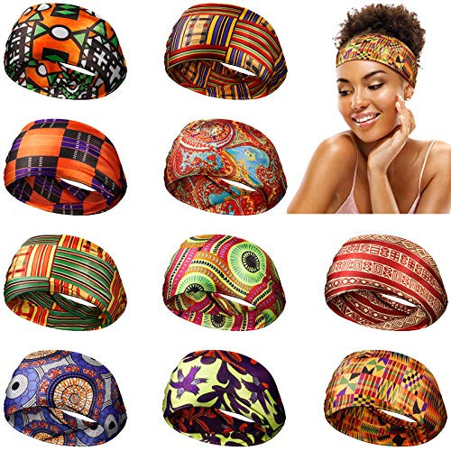 Canlierr 10 Pieces African Headband Boho Print Headband African Turban Wide Elastic Headband Yoga Sports Workout Hairband Stretchy Headwrap for Women Girls Hair Accessories -Chic Patterns- Canlierr 10 Pieces African Headband Boho Print Headband African Turban Wide Elastic Headband Yoga Sports Workout Hairband Stretchy Headwrap for Women Girls Hair Accessories -Chic Patterns-