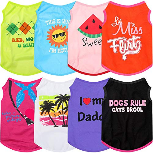 8 Pieces Dog Shirts Pet Printed Clothes Breathable Dog Shirts Soft Puppy T-Shirts Cute Pet Vest Puppy Sweatshirts Outfit for Dogs Cats Puppy -S- 8 Pieces Dog Shirts Pet Printed Clothes Breathable Dog Shirts Soft Puppy T-Shirts Cute Pet Vest Puppy Sweatshirts Outfit for Dogs Cats Puppy -S-