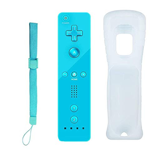 ADQOO Wii Remote Controller, Wireless Replaceable Remote Game Controller with Silicone Case and Wrist Strap for Nintendo Wii  and  Wii U -Blue-