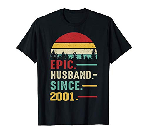 20th Wedding Anniversary Gift Ideas Epic Husband Since 2001 T-Shirt