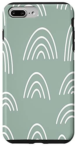 iPhone 7 Plus/8 Plus Rainbow Line Art Abstract Aesthetic Pattern Sage Green Case