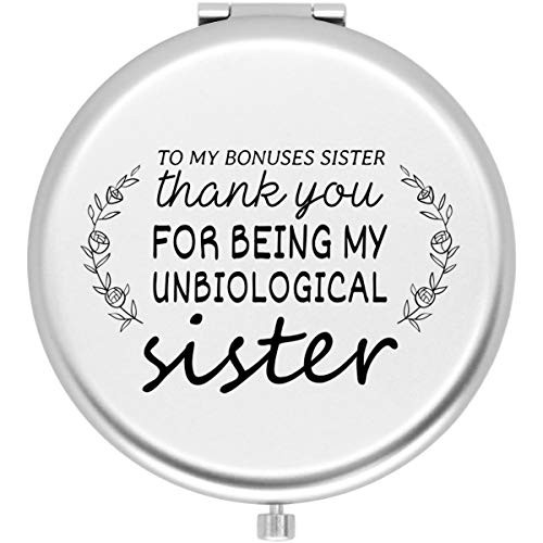 Muminglong Frosted Compact Mirror for Sister from Sister,Brother, Birthday, Christmas Ideas for Sister-My Bonuses Sister -Silver-