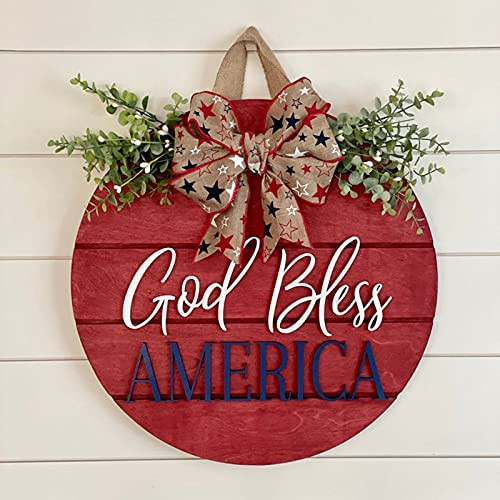 4th of July Patriotic Welcome Sign Decorations, American Independence Day Patriotic Wreaths for Front Door, Wooden Hanging Door Sign for Home Garden Decor, God Bless America sign 4th of July Patriotic Welcome Sign Decorations, American Independence Day Patriotic Wreaths for Front Door, Wooden Hanging Door Sign for Home Garden Decor, God Bless America sign