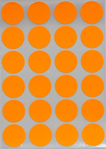 Royal Green Label Dot Stickers 25mm for Inventory and Labeling 1 inch Bright Neon Orange - 1200 Pack
