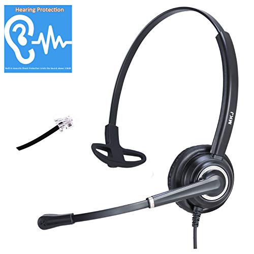 Corded RJ9 Phone Headset with Noise Cancelling Microphone Compatible with Panasonic Grandstream Sangoma Snom Yealink etc IP Phones