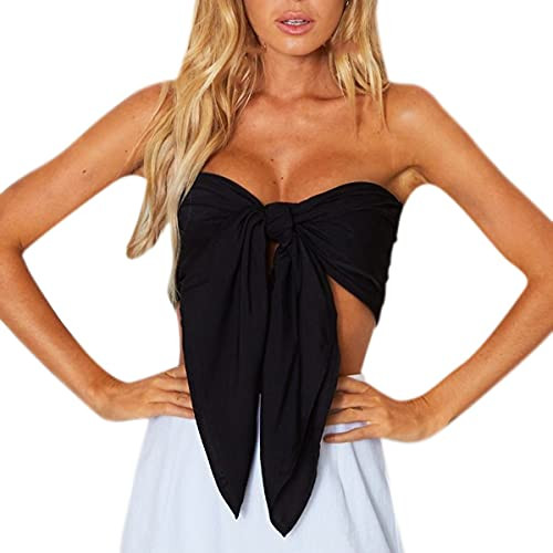 Women's Sexy Halter Criss Cross Crop Top Self Tie Bra Wrap Bandage Tank Top Cut Out Vest Bustier Black Women's Sexy Halter Criss Cross Crop Top Self Tie Bra Wrap Bandage Tank Top Cut Out Vest Bustier Black