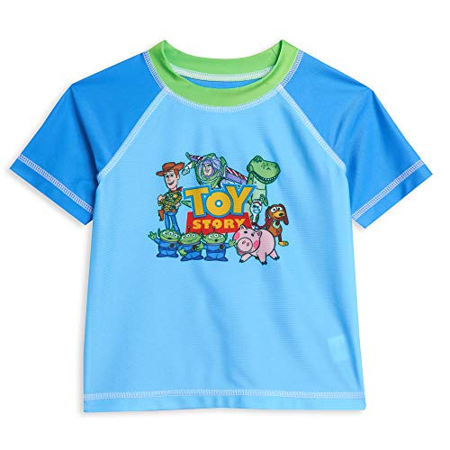 Disney Pixar Toy Story Toddler Boys Short Sleeve Rash Guard Swim Top Blue 2T