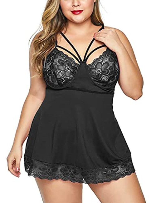 Women Sleepwear Satin Nightgown PLus Size Sexy Lace Lingerie Slip Chemise Nightdress Black 3XL Women Sleepwear Satin Nightgown PLus Size Sexy Lace Lingerie Slip Chemise Nightdress Black 3XL