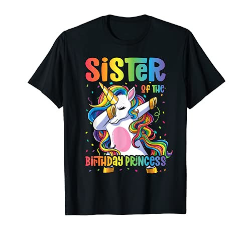 Sister of the Birthday Princess Dabbing Unicorn Girl T-Shirt