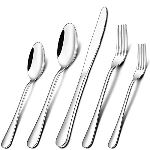 Umite Chef Silverware Set, Stainless Steel 20 Piece Flatware Cutlery Set Service for 4, Tableware Eating Utensils Include Knives/Forks/Spoons, Mirror Polished, Dishwasher Safe