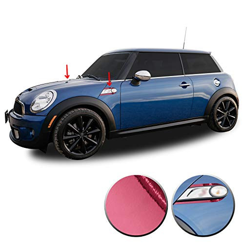 Optix Front Fender Scuttle Trim Vinyl Decal Overlay Wrap Compatible with Mini Cooper R56 2007 2008 2009 2010 2011 2012 2013 2014 2015 - Chrome Pink