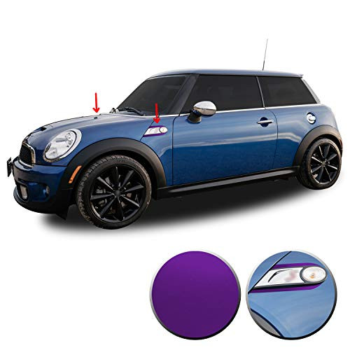 Optix Front Fender Scuttle Trim Vinyl Decal Overlay Wrap Compatible with Mini Cooper R56 2007 2008 2009 2010 2011 2012 2013 2014 2015 - Metallic Matte Chrome Purple