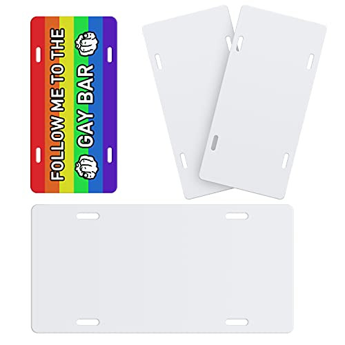 MOCHENT Sublimation License Plate Blanks - 4 Pack Aluminium Metal Automotive Blank License Plate Tag, Heat Thermal Transfer Sheet DIY Picture Sublimation Blank for Custom Design -White-