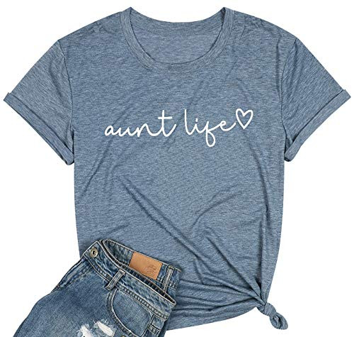 Aunt Life T Shirt Auntie Shirts Women Cute Heart Aunt Vibes Shirt Casual Short Sleeve Aunt Gift Shirts Tops -Light Blue, L- Aunt Life T Shirt Auntie Shirts Women Cute Heart Aunt Vibes Shirt Casual Short Sleeve Aunt Gift Shirts Tops -Light Blue, L-