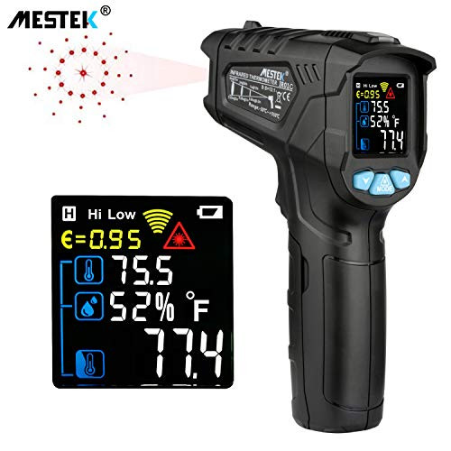 Infrared Thermometer Temperature Gun MESTEK Non-Contact Laser Digital Thermometer with Color LCD Screen -58?~1022?(-50?~550?) Adjustable Emissivity Humidity Alarm Setting Max/Hold Indoor Outdoor Home Infrared Thermometer Temperature Gun MESTEK Non-Contact Laser Digital Thermometer with Color LCD Screen -58?~1022?(-50?~550?) Adjustable Emissivity Humidity Alarm Setting Max/Hold Indoor Outdoor Home