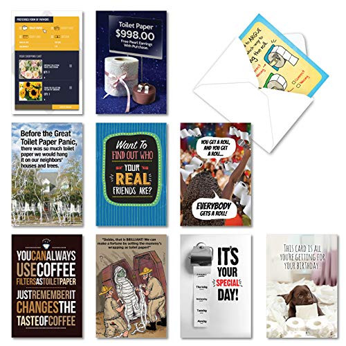NobleWorks - 10 Funny Birthday Cards Boxed - Assorted Humor Photos, Cartoons, Bulk Bday Greeting Cards with Envelopes - Toilet Papers AC3698BDG-B1x10 NobleWorks - 10 Funny Birthday Cards Boxed - Assorted Humor Photos, Cartoons, Bulk Bday Greeting Cards with Envelopes - Toilet Papers AC3698BDG-B1x10