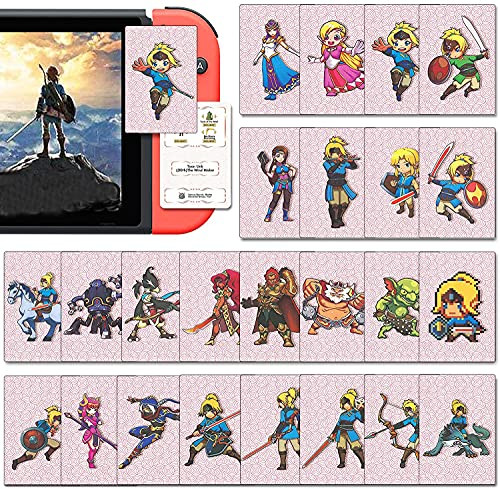 24 Pcs BOTW NFC Tags Game Cards for Zelda Breath of The Wild, Acessorz TLOZ NFC Tags Game Cards, Compatible with Switch/Switch Lite/Wii U with Case - Red Cloud