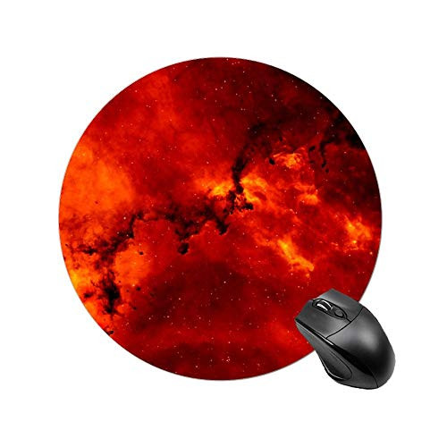 Round Table Mat Red and Orange Solar Flare Round Mousepad for Laptop, Computer  and  PC, Non-Slip Rubber Base, Waterproof, Customized Gaming  and  Office Mouse Mat