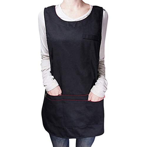 XIBAI Cobbler Apron for Women Hair Stylist Salon Vest Hairdresser Barber Smock Clothes with Pockets Black XIBAI Cobbler Apron for Women Hair Stylist Salon Vest Hairdresser Barber Smock Clothes with Pockets Black