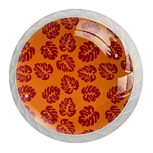 Orange Surf Leaves Cupboard Cabinet Knobs Drawer Knob Pull Handle Crystal Glass Cabinet Drawer Pulls Knobs Handle Hardware for Kitchen, Dresser, Cupboard, Bathroom, Wardrobe